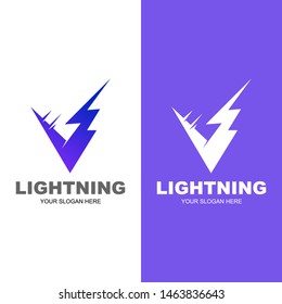 letter v with thunder logo design template, voltage icon, danger logo 