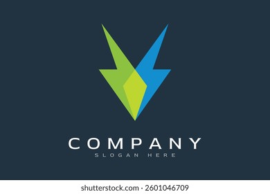 Letter V Thunder logo icon design. Simple modern v thunder logo template design 