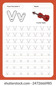 Letter V Tracing Worksheet. Writing Practice Worksheet