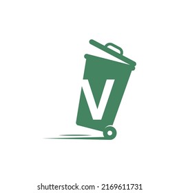 Letra V en el vector de ilustración de icono de papelera