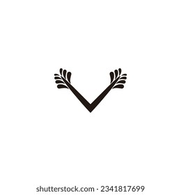 Letter v trees geometric symbol simple logo vector