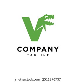 Letra V T-Rex Dinosaurus ícone de logotipo vetor