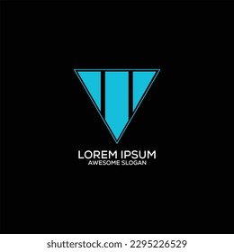 letra v con diseño combinado de logotipo triangular