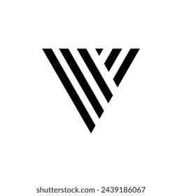 Letter v with triangle simple line shape modern monogram unique logo design