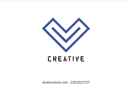 diseño del logotipo de estilo carta v triángulo. 