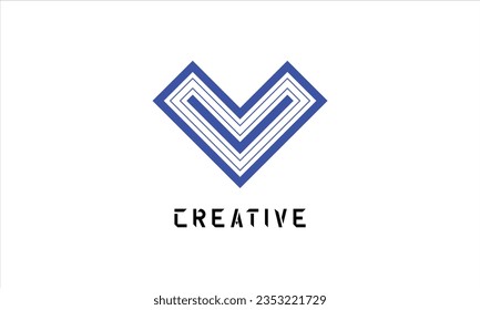letter v triangle style logo design. 