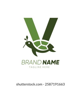 Letter V Turtle Logo Design Vector Icon Graphic Emblem Symbol Image Illustration