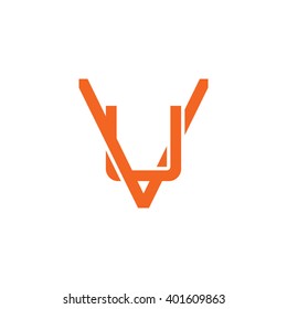 letter V and U monogram logo orange