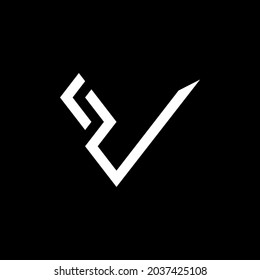 La letra V es única y moderna. consiste en blanco y negro. Plantillas para emblemas, logotipos y monogramas.