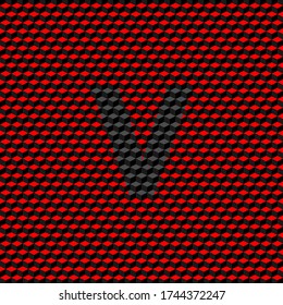 Letra V mayúscula y color negro con textura de cinta en la superficie texturada, vector modificable