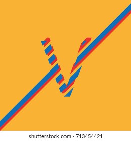 letter V uppercase vector from lines