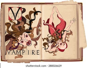 letter V with Vampire