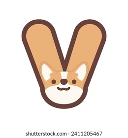 A letter V vector cute corgi dog