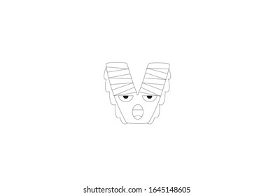 Letter v vector Icon Outline Illustration