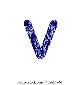 Letter V. Vector illustration with blue letter V.