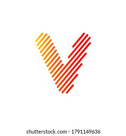 Letter V vector line logo design.Creative V letter line art design.V letter line logo with gradient.Line letter V logotype
