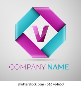 Letter V vector logo symbol in the colorful rhombus. Vector template for your design