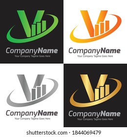 Letter V vector logo template, Colorful Letter V logo, Financial Company Logo, Financial Institute Advisors Logo Design Template Vector Icon