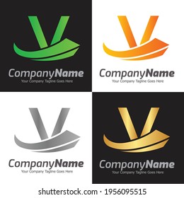 Plantilla de logotipo vectorial de la letra V, logotipo de la letra colorida V, logotipo de la empresa financiera, icono de la plantilla de diseño de los asesores del instituto financiero