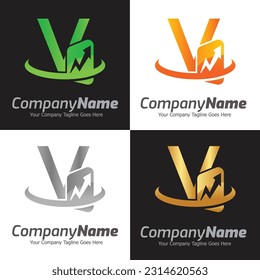 Letter V vector logo template, Colorful Letter V logo, Financial Company Logo, Financial Institute Advisors Logo Design Template Vector Icon