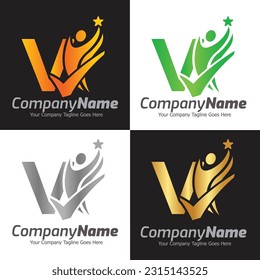 Letter V vector logo template, Colorful Letter V logo, Financial Company Logo, Financial Institute Advisors Logo Design Template Vector Icon