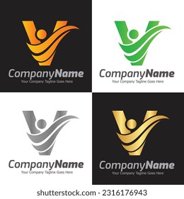 Letter V vector logo template, Colorful Letter V logo, Financial Company Logo, Financial Institute Advisors Logo Design Template Vector Icon