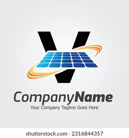 Letter V vector logo template, Colorful Letter V logo, Solar power logo design,  Solar panel logo, Renewable energy, Solar energy brand
