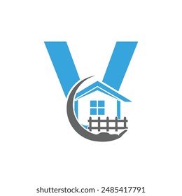 Plantilla del logotipo del Vector de la letra V, logotipo colorido de la letra V, inmobiliaria, construcción y diseño del logotipo del Vector de la Plantilla