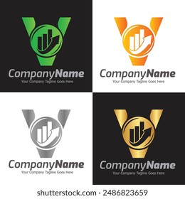 Plantilla del logotipo del Vector de la letra V, logotipo colorido de la letra V, logotipo de la compañía financiera, icono del Vector de la Plantilla del diseño del logotipo de los asesores del instituto financiero