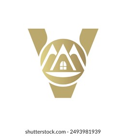 Letter V vector logo template, Colorful Letter V logo, Real Estate, Building and Construction Logo Design Template Vector Icon
