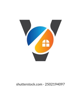 Letter V vector logo template, Colorful Letter V logo, Real Estate, Building and Construction Logo Design Template Vector Icon