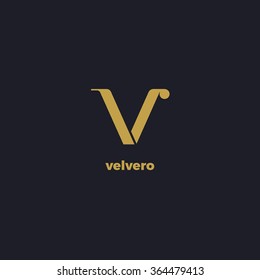 Letter V vector logo template. Typographic logo, simple style