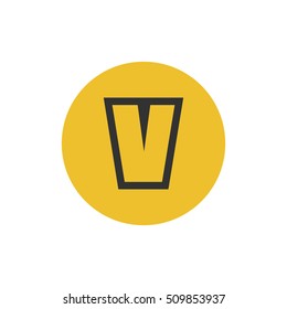 Letter V vector, logo. Useful as branding symbol, identity, alphabet element, circle app icon, clip art and illustration.