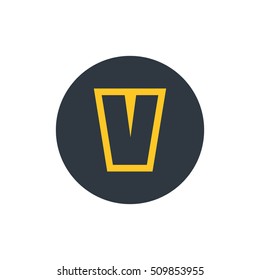Letter V vector, logo. Useful as branding symbol, identity, alphabet element, circle app icon, clip art and illustration.