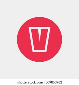 Letter V vector, logo. Useful as branding symbol, identity, alphabet element, circle app icon, clip art and illustration.