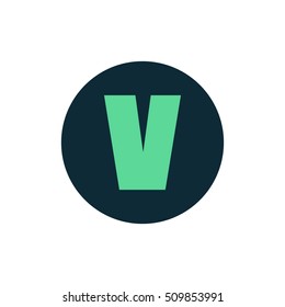 Letter V vector, logo. Useful as branding symbol, identity, alphabet element, circle app icon, clip art and illustration.