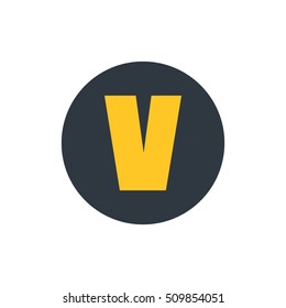 Letter V vector, logo. Useful as branding symbol, identity, alphabet element, circle app icon, clip art and illustration.