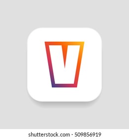 Letter V vector, logo. Useful as branding symbol, identity, alphabet element, square app icon, clip art and illustration.