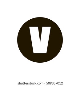 Letter V vector, logo. Useful as branding symbol, identity, alphabet element, circle app icon, clip art and illustration.
