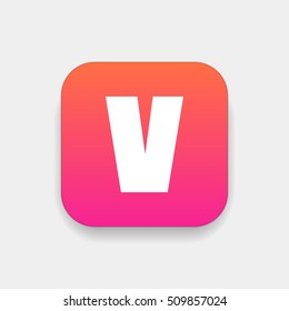 Letter V vector, logo. Useful as branding symbol, identity, alphabet element, square app icon, clip art and illustration.