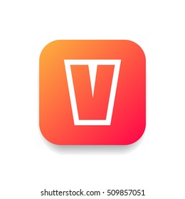 Letter V vector, logo. Useful as branding symbol, identity, alphabet element, square app icon, clip art and illustration.