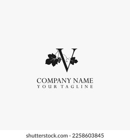 Letter V vector stock logo, abstract grape vector template. Illustration design of elegant logotype vine store on isolated background.