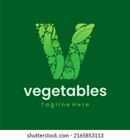 Letter V Vegetables Logo Vector