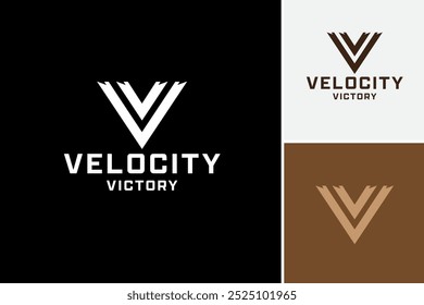 Letter V Velocity Victory Logo: A sleek design with a stylized V, symbolizing speed and success. Ideal for sports brands, tech companies, or innovative startups. Layered EPS Vector