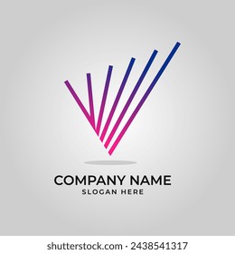 Letter V Vertical Line Logo Vector