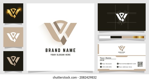 Logotipo de letra v o vi en monograma con diseño de tarjeta de visita