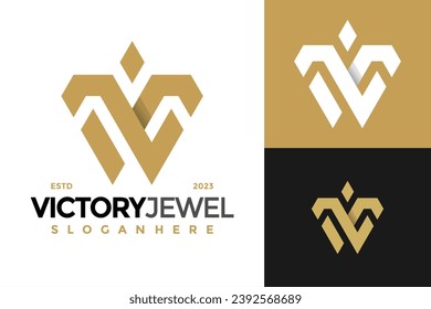 Letter V Victory Jewelry Logo design vector symbol icon illustration