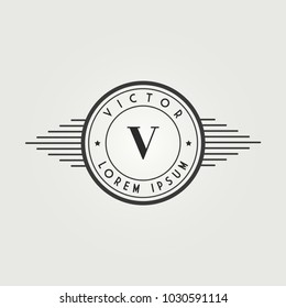 Letter V Vintage logos, badges and labels, vector illustration
