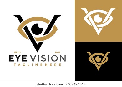 Logo-Design des Letter V Vision Eye Vektorsymbol-Symbol