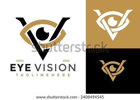 Letter V Vision Eye Logo design vector symbol icon illustration